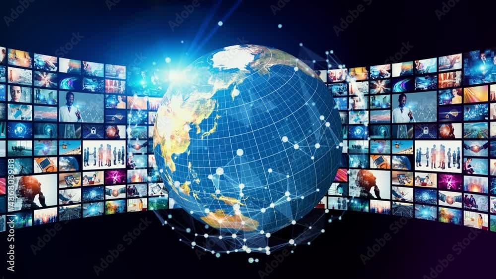 Aufkleber Visual contents concept. Broadcasting. Streaming video. communication network.