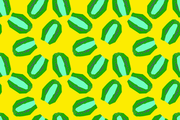 Seamless pattern with kiwi halves. Fruit pattern in a minimalist style. - 486804391