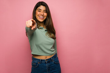 Cheerful woman making a decision