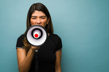 Fototapeta premium Young woman participating on a protest
