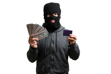Unrecognizable criminal stealing money