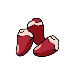 Chicken hearts color line icon. Cutting meat.