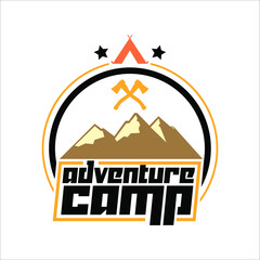 simple business logo about adventure in mountain nature,camping and survival