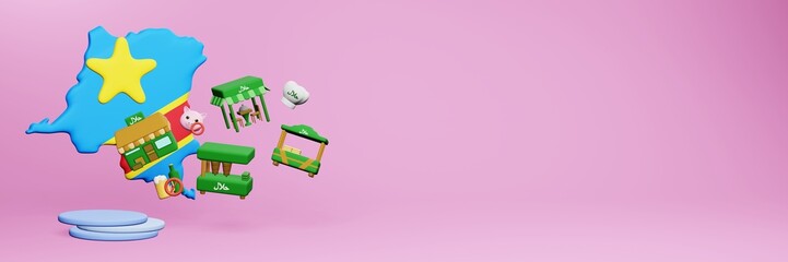 3d rendering of halal restaurants and places to eat in Republic Democratic of the Congo for Eid Al Fitri, Eid Al Adha and Ramadan