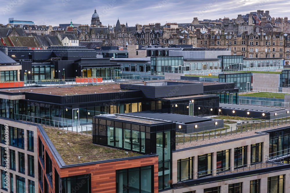 Wall mural Office block next to Waverley station in Edinburgh city, Scotland, UK