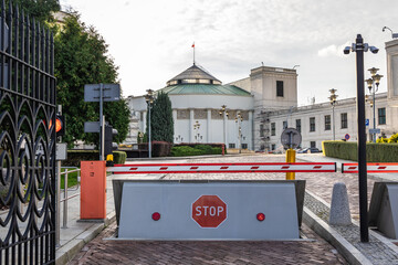 Main building of Polish Sejm and Senat complex in Warsaw, Poland