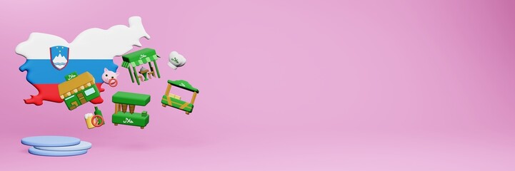 3d rendering of halal restaurants and places to eat in Slovenia for Eid Al Fitri, Eid Al Adha and Ramadan