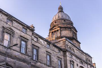 Obraz premium Exterior view of Playfair Library Hall in the Old Town of Edinburgh city, Scotland, UK