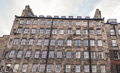 Lawnmarket street in historic part of Edinburgh city, Scotland