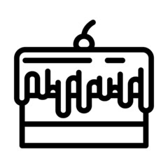 cake pie with cherry and cream line icon vector. cake pie with cherry and cream sign. isolated contour symbol black illustration