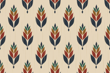 Beautiful ikat seamless pattern. Ethnic oriental style. Design for background, illustration, wrapping, clothing, batik, fabric, embroidery.
