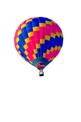 Beautiful colorful hot air balloon flying with isolated on a white background and clipping path.
