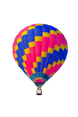 Naklejka premium Beautiful colorful hot air balloon flying with isolated on a white background and clipping path.
