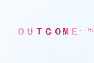 Red color ink rubber stamp in word outcome on white paper background