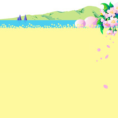 桜と菜の花の野原のフレーム