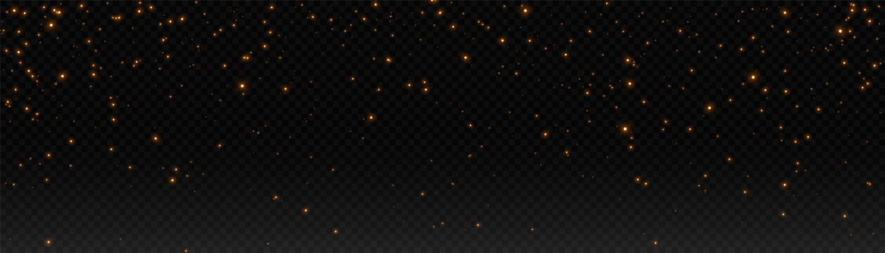 A light effect with a lot of shiny glare particles falling from top to bottom on a dark background.	
