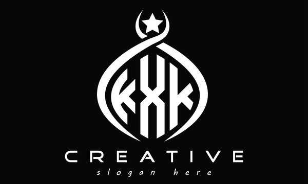 KXK three letters monogram curved oval initial logo design, minimalist modern creative logo, vector template