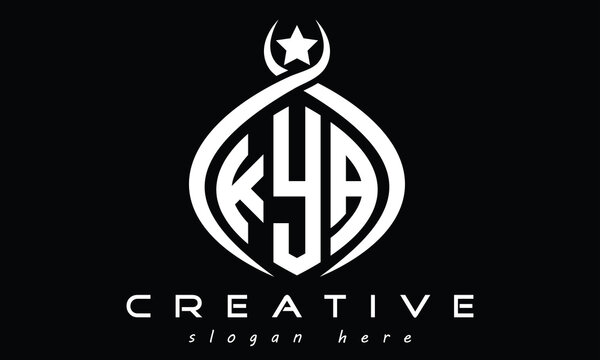 KYA three letters monogram curved oval initial logo design, minimalist modern creative logo, vector template