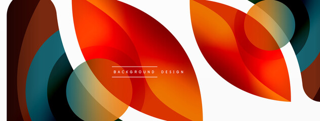 Obraz premium Abstract background with color geometric shapes. Beautiful minimal backdrop with round shapes circles and lines. Geometrical design. Vector illustration