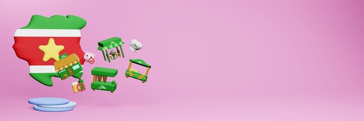 3d rendering of halal restaurants and places to eat in Suriname for Eid Al Fitri, Eid Al Adha and Ramadan