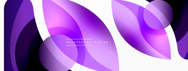Abstract background with color geometric shapes. Beautiful minimal backdrop with round shapes circles and lines. Geometrical design. Vector illustration