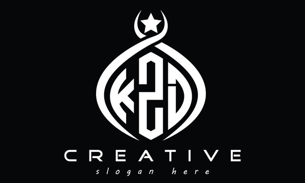 KZD three letters monogram curved oval initial logo design, minimalist modern creative logo, vector template