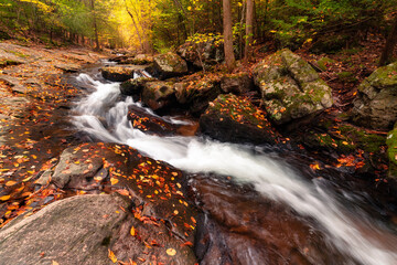 waterfall in autumn forest