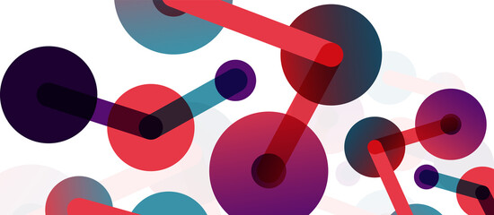 Abstract background. Round dots connected by lines. Trendy techno business template for wallpaper, banner, background or landing