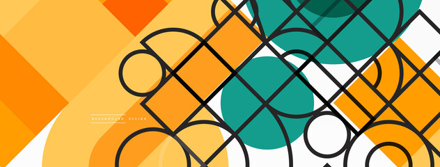 Minimal geometric abstract background. Circle square and triangle design. Trendy techno business template for wallpaper, banner, background or landing © antishock