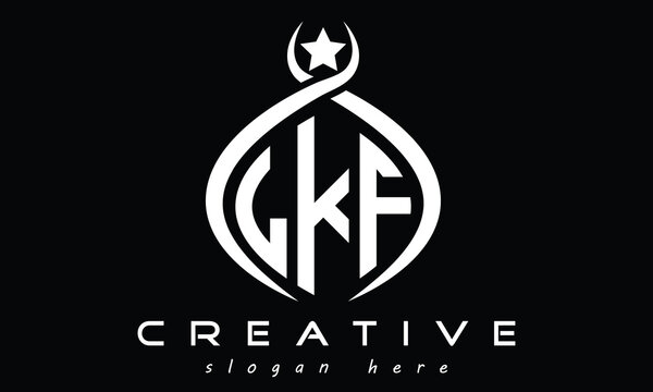 LKF three letters monogram curved oval initial logo design, minimalist modern creative logo, vector template