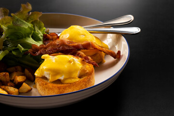 Eggs Benedict Bacon Breakfast on the Table