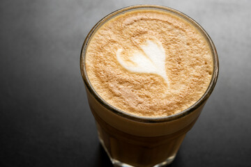 hot coffee latte in the morning