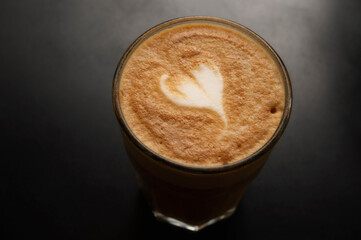 hot coffee latte in the morning