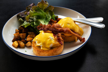 Eggs Benedict Bacon Breakfast on the Table