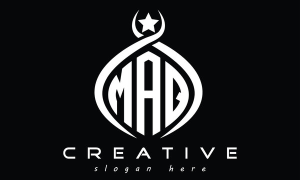 MAQ three letters monogram curved oval initial logo design, minimalist modern creative logo, vector template