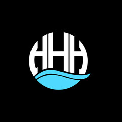 HHH logo monogram isolated on circle element design template, HHH letter logo design on black background. HHH creative initials letter logo concept.  HHH letter design.