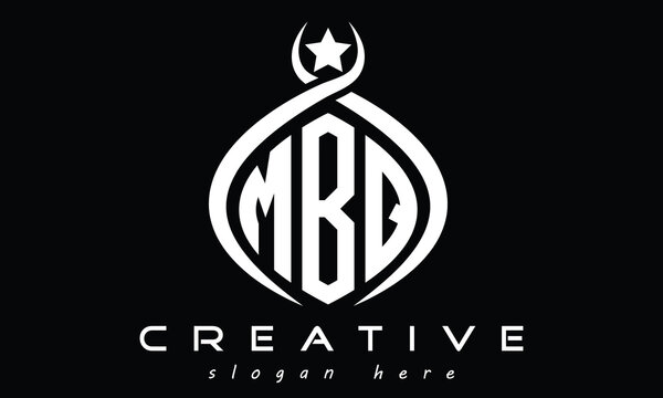 MBQ three letters monogram curved oval initial logo design, minimalist modern creative logo, vector template