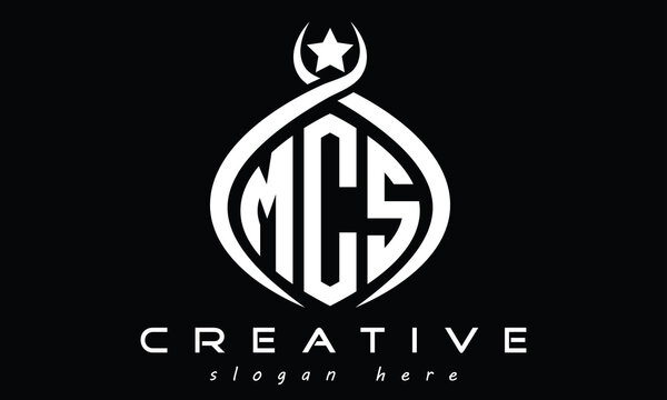 MCS three letters monogram curved oval initial logo design, minimalist modern creative logo, vector template