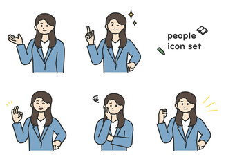 勉強を教える女性のイラスト素材セット