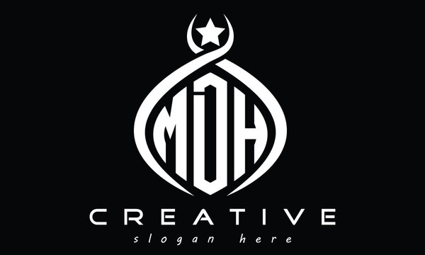 MDH three letters monogram curved oval initial logo design, minimalist modern creative logo, vector template