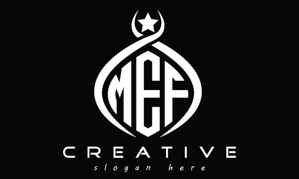 MEF three letters monogram curved oval initial logo design, minimalist modern creative logo, vector template