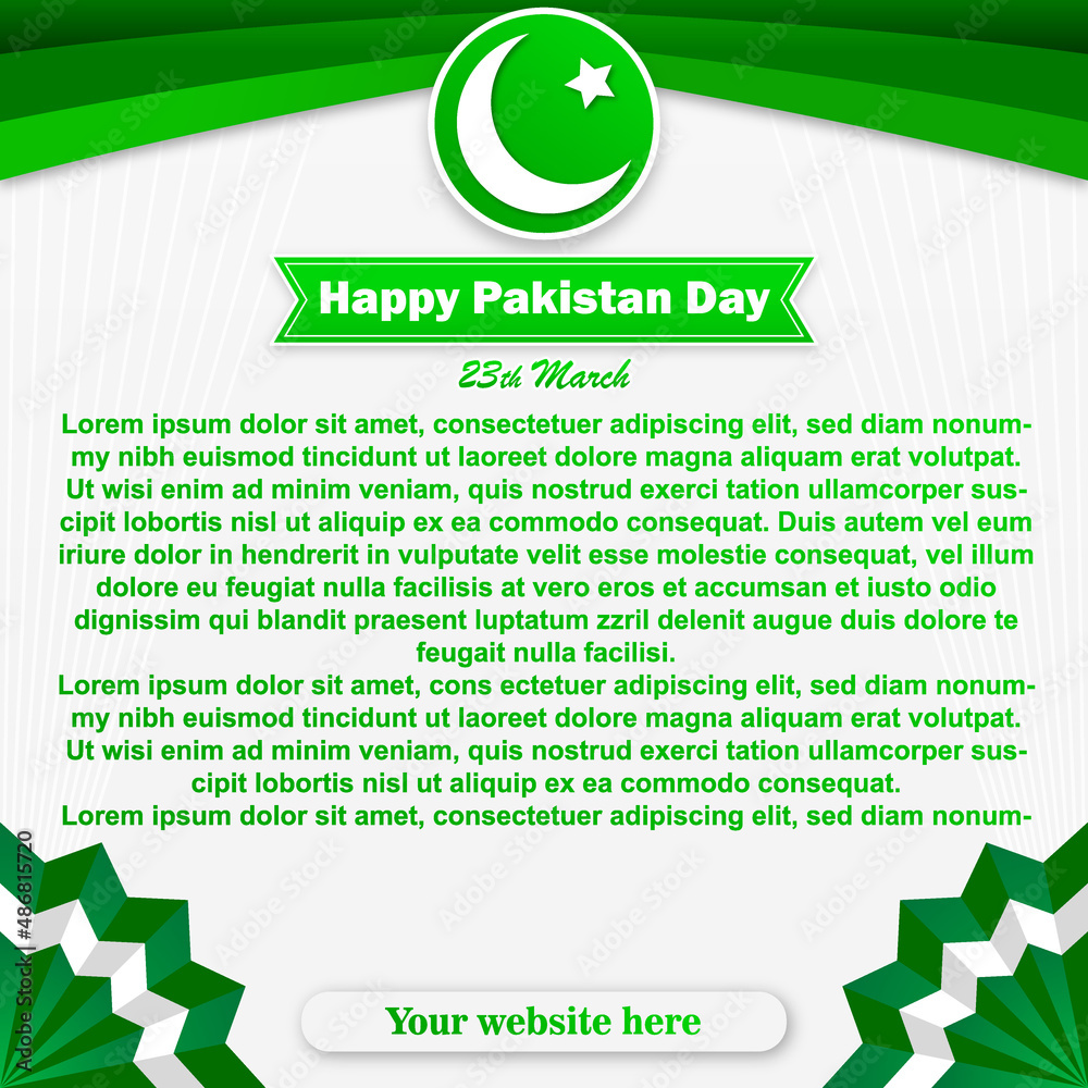 Wall mural pakistan day square social media template with copy space area text space vector