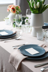 Fototapeta premium Stylish table setting with blank cards
