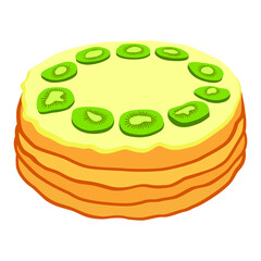 Homemade cake decorated with kiwi slices, homemade cakes, cooking