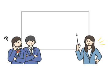 説明する先生と考えている生徒のイラスト素材