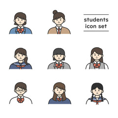 様々な制服を着た女の子のイラスト素材