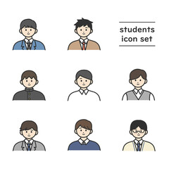 様々な制服を着た男の子のイラスト素材
