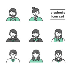 様々な制服を着た女の子のイラスト素材