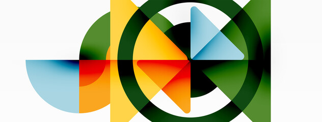 Obraz premium Creative geometric wallpaper. Minimal abstract background. Triangles and circles composition vector illustration for wallpaper banner background or landing page