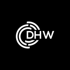 DHW letter logo design on black background. DHW creative initials letter logo concept. DHW letter design.